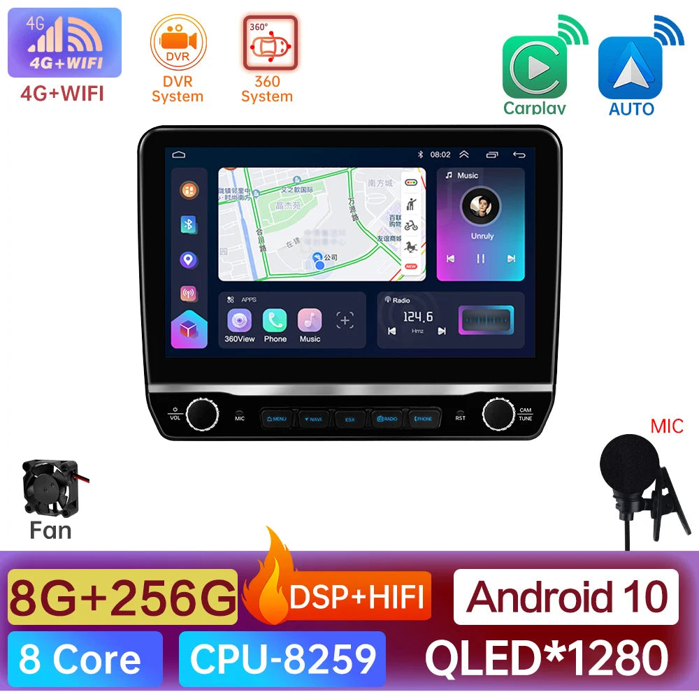 Android 12 Radio samochodowe Autoradio uniwersalne 2Din obsługuje samochodowy odtwarzacz multimedialny audio 360 ° dla Lada Ford Toyota Honda Suzuki Kia